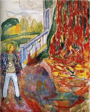  vor - Modell vor der Veranda 1942 Edvard Munch